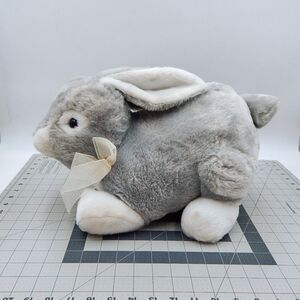 Dan Dee Collectors Choice Grey Bunny Rabbit Plush Stuffed Animal 17 Inch Bow